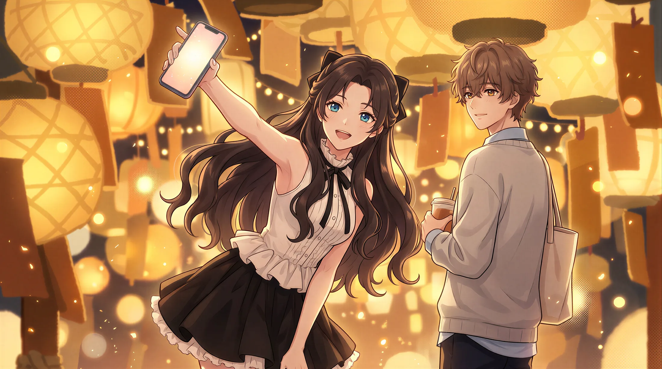 《裂隙回响》宣发插画：学姐与学弟 光影定格